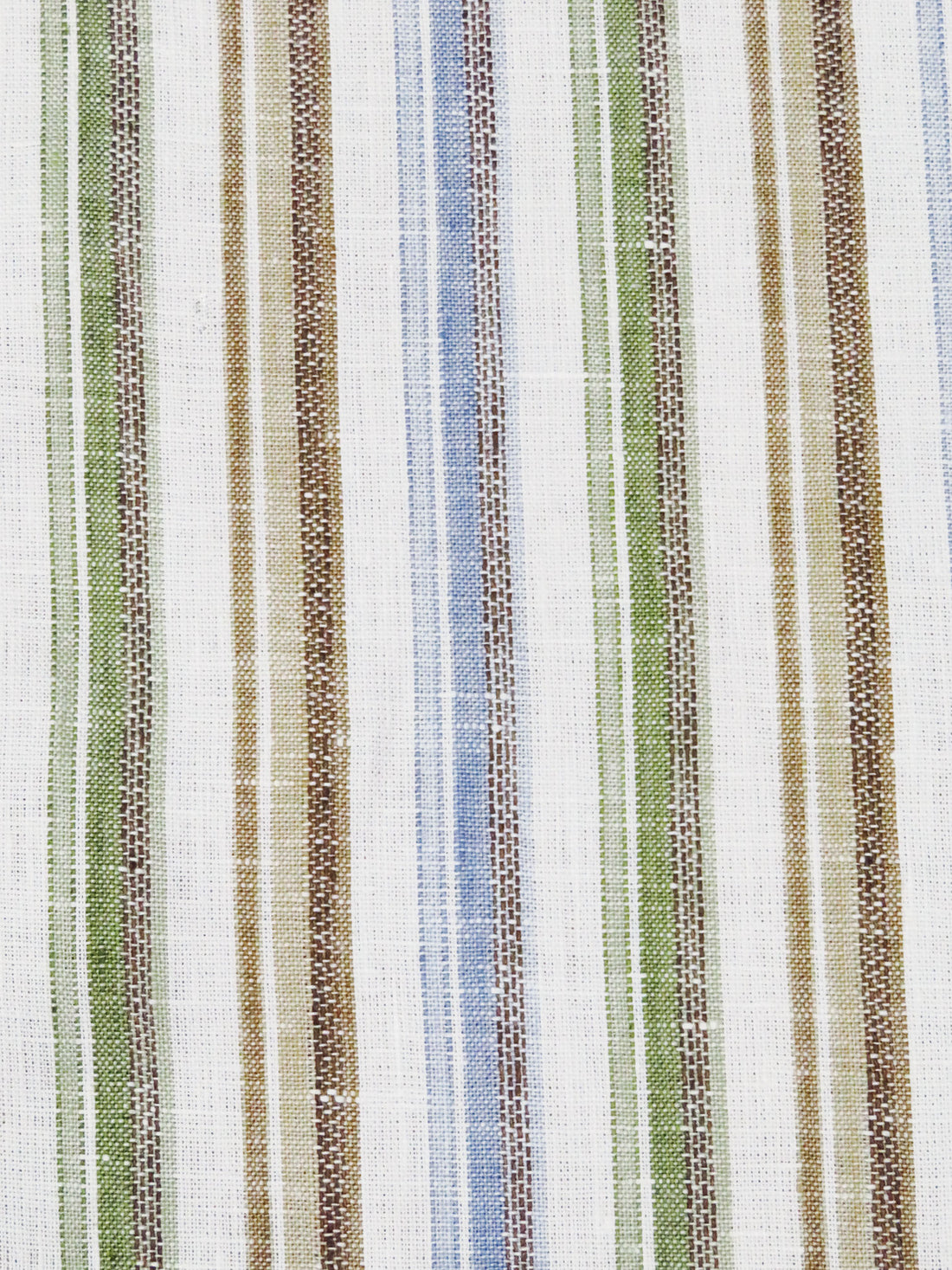 White/Fern Green/Cornflower/Multi 100% Linen Yarn-Dyed Vertical Stripe Weave Shirt Weight Woven - European Mill - 56W