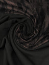 Cool Cocoa/Black Polyester/Lycra Vertical Streaks Print Double-Faced Stretch Velvet Knit - NY Designer - 56W