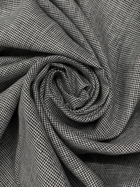 White/Black 100% Linen Micro Houndstooth Midweight Woven - European Mill - 59W