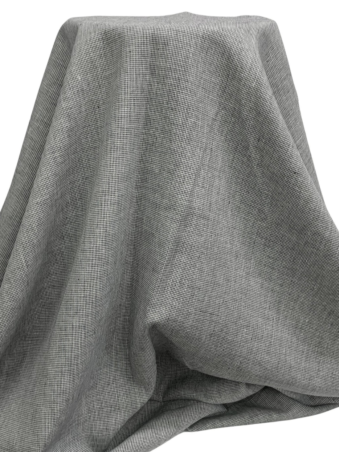 White/Black 100% Linen Micro Houndstooth Midweight Woven - European Mill - 59W