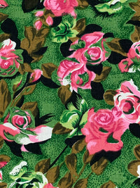 Green Glade/Deep Pink/Black/Multi 100% Linen Floral Print Midweight Woven - European Mill - 53W