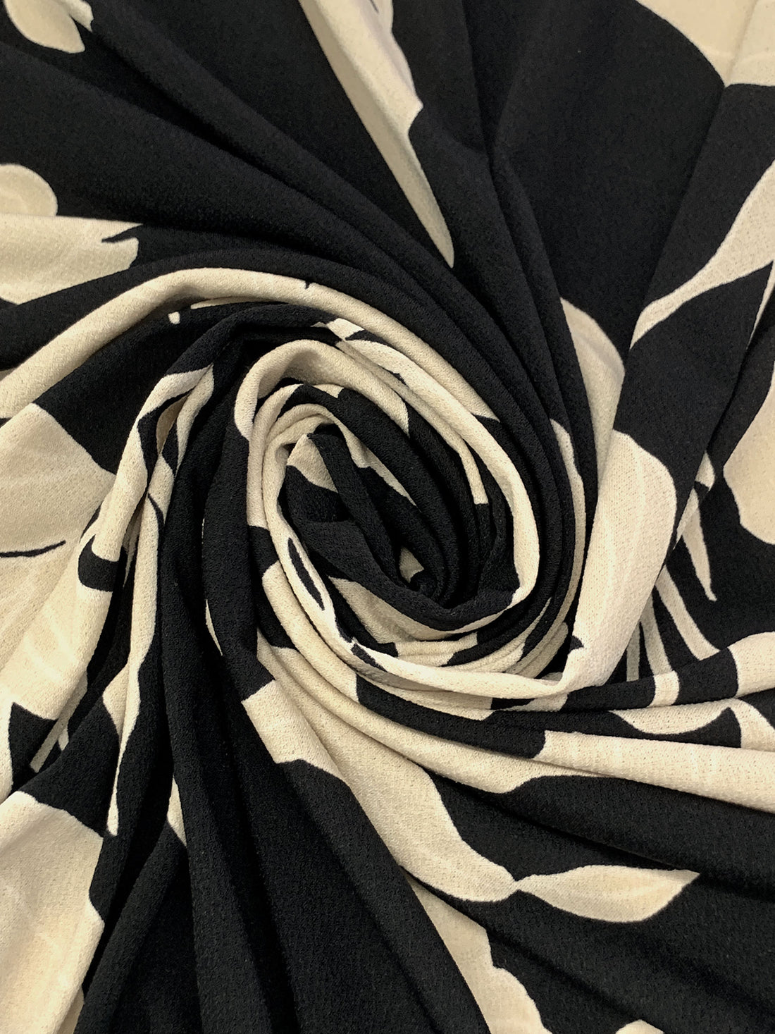 Black/Sand Polyester/Lycra Floral Print Crepe ITY Knit 58W