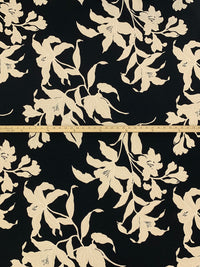 Black/Sand Polyester/Lycra Floral Print Crepe ITY Knit 58W