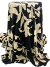 Black/Sand Polyester/Lycra Floral Print Crepe ITY Knit 58W