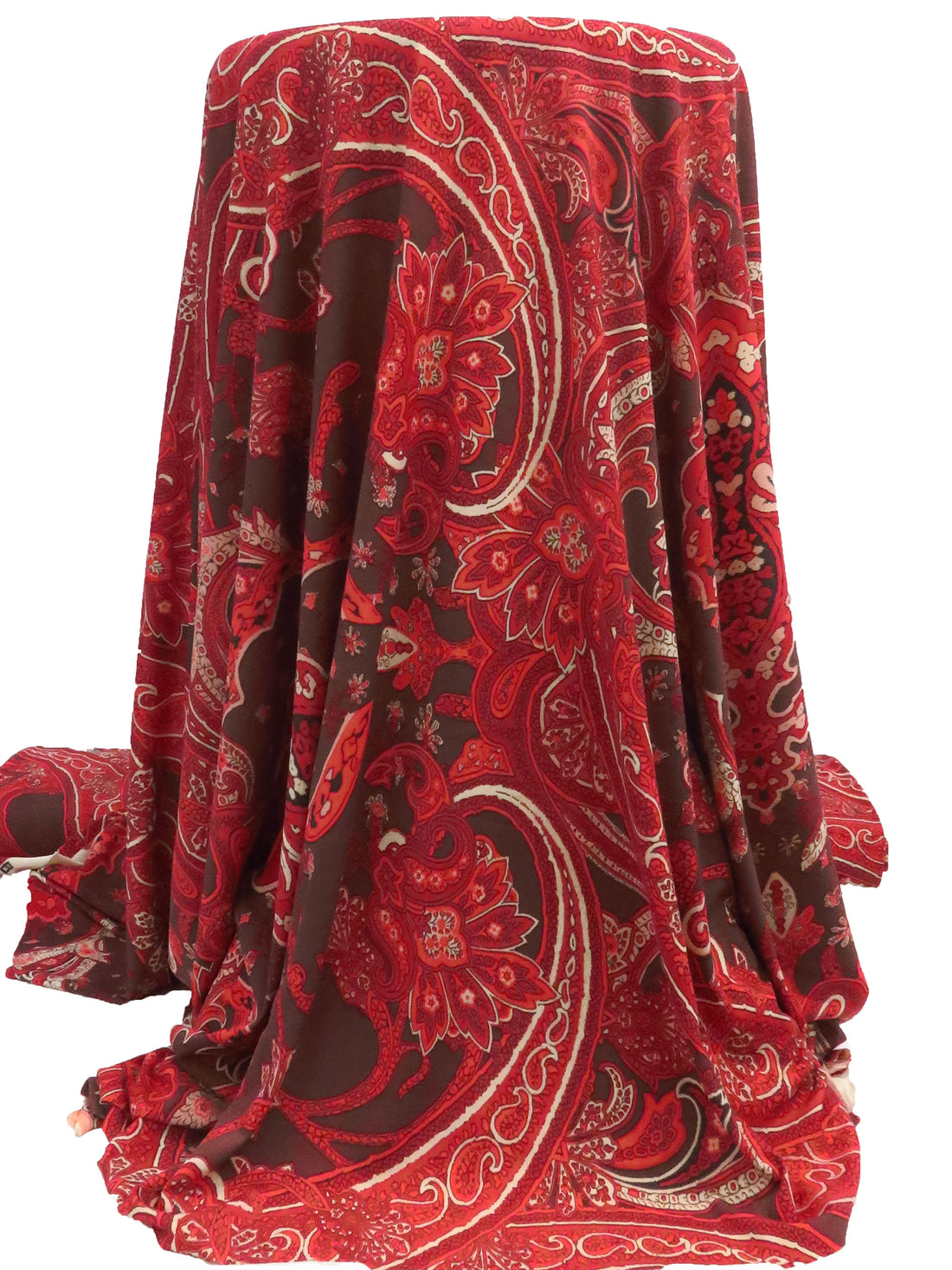 Dark Rose Ebony/Beige/Carnelian/Multi Polyester/Lycra Large Ornate Paisley Print ITY Knit 60W