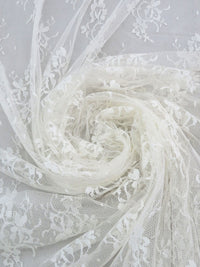 Milky White Polyester/Nylon Floral Chantilly Lace Netting - LA Designer - 60W