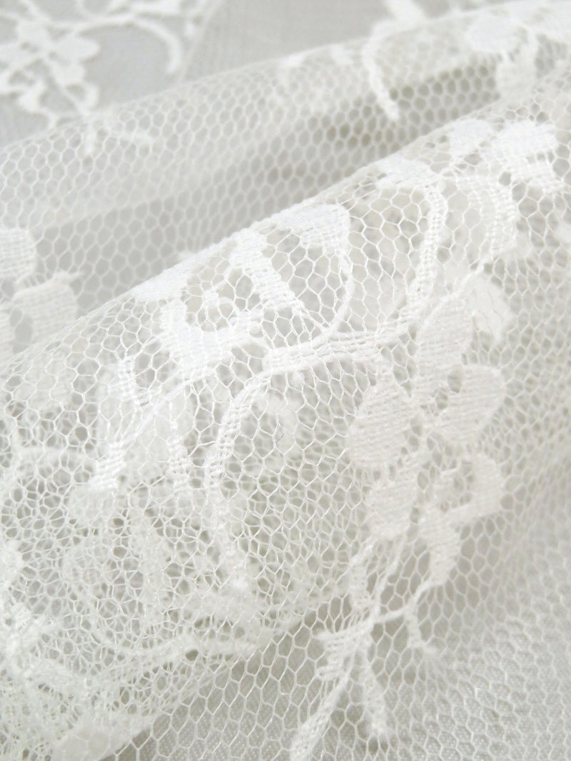 Milky White Polyester/Nylon Floral Chantilly Lace Netting - LA Designer - 60W