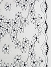 Ghost White/Black Polyester/Nylon Scalloped Double Border Floral Design Lace Netting - Monique Lhuillier - 54W