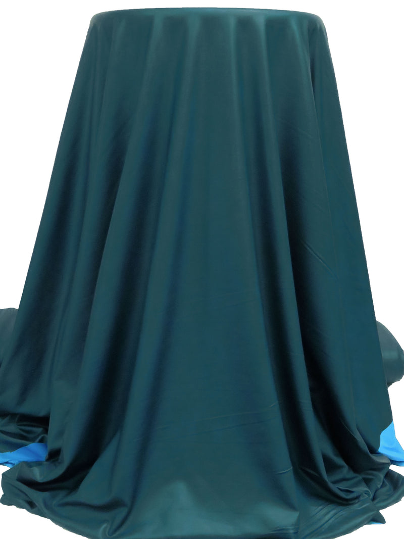 Tuscan Teal Polyester/Lycra Faux Leather-Look Knit - NY Designer - 54W