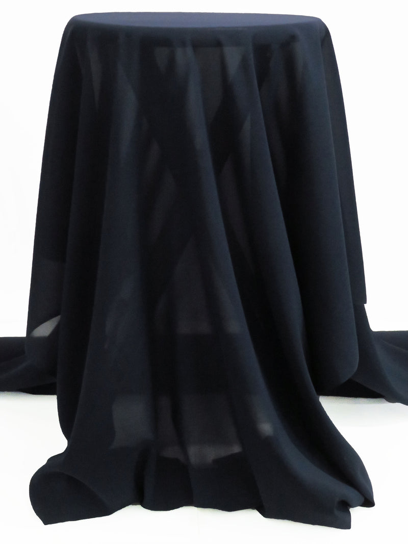 Dark Navy Silk/Lycra Stretch Chiffon 40W