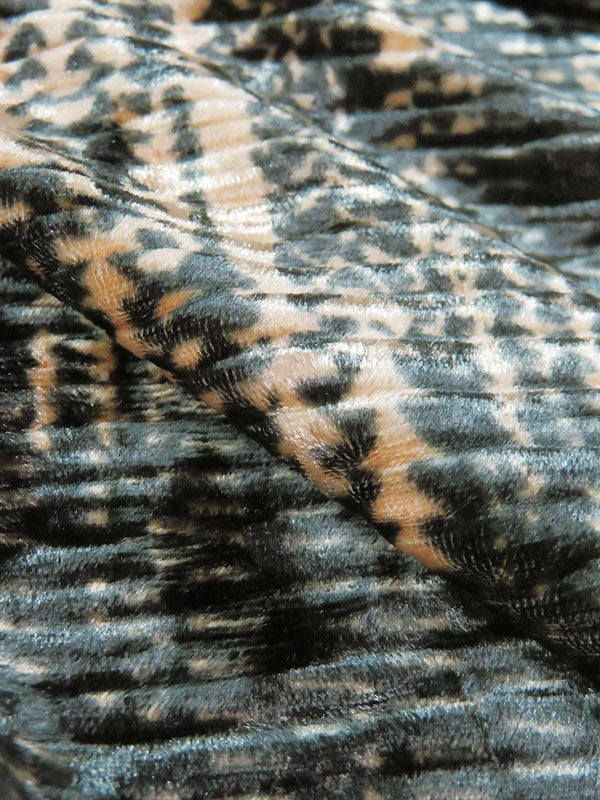 Charcoal/Biscuit Polyester/Lycra Abstract Print Novelty Stretch Velvet Knit 58W