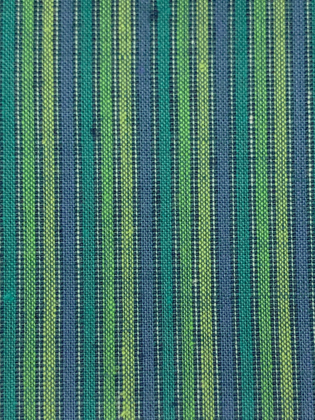 Sea Blue/Moss Green/Multi 100% Linen Vertical Yarn-Dyed Stripe Midweight Woven - European Mill - 59W