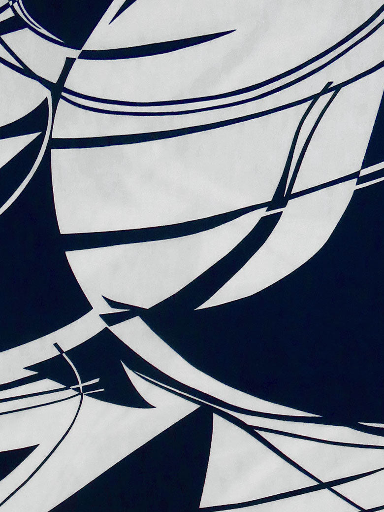 Dark Navy/White Polyester/Lycra Abstract Swirl Print FTY Knit 56W