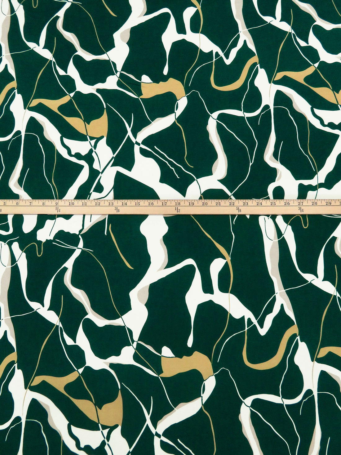 Phthalo Green/Topaz/White/Pale Tan Polyester/Lycra Abstract Marble-Look Print FTY Knit 54W