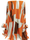 Pumpkin/Dark Vanilla/Hot Fudge/White Polyester/Lycra Abstract Geometric Print FTY Knit 58W