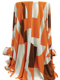 Pumpkin/Dark Vanilla/Hot Fudge/White Polyester/Lycra Abstract Geometric Print FTY Knit 58W