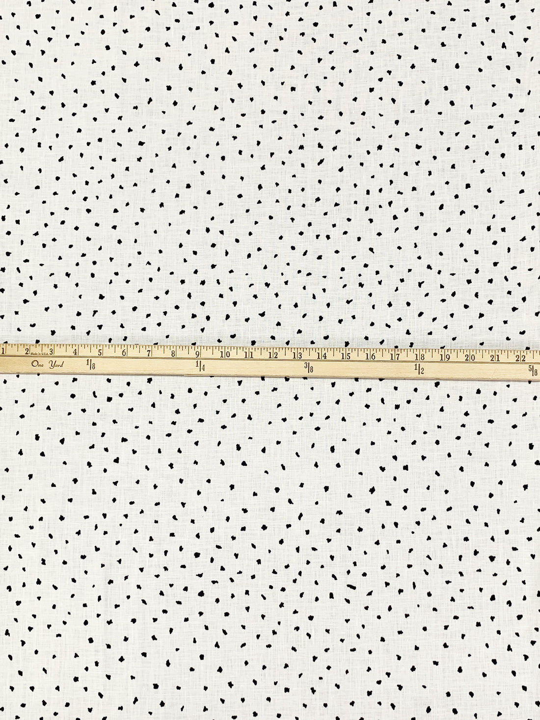 Eggshell White/Black 100% Linen Pebble Dot Print Shirt Weight Woven - European Mill - 58W