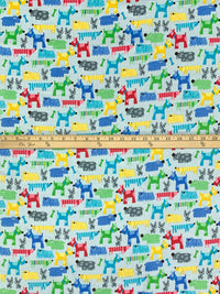 Frosted Aqua/Crimson/Sunglow/Multi 100% Cotton Dogs Print Flannel 43W