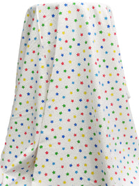 Off-White/Dark Green/Lemon/Multi 100% Cotton Stars Print Flannel 42W