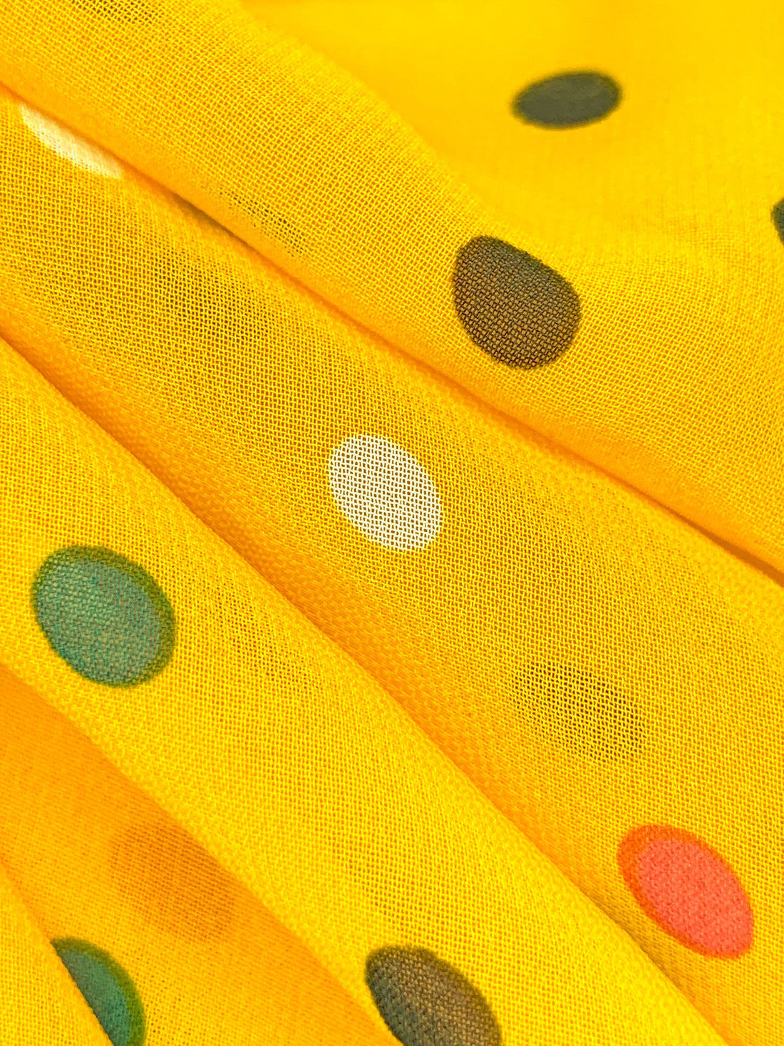 Sunglow/White/Warm Red/Ocean Green 100% Polyester Polka Dot Print Chiffon 58W