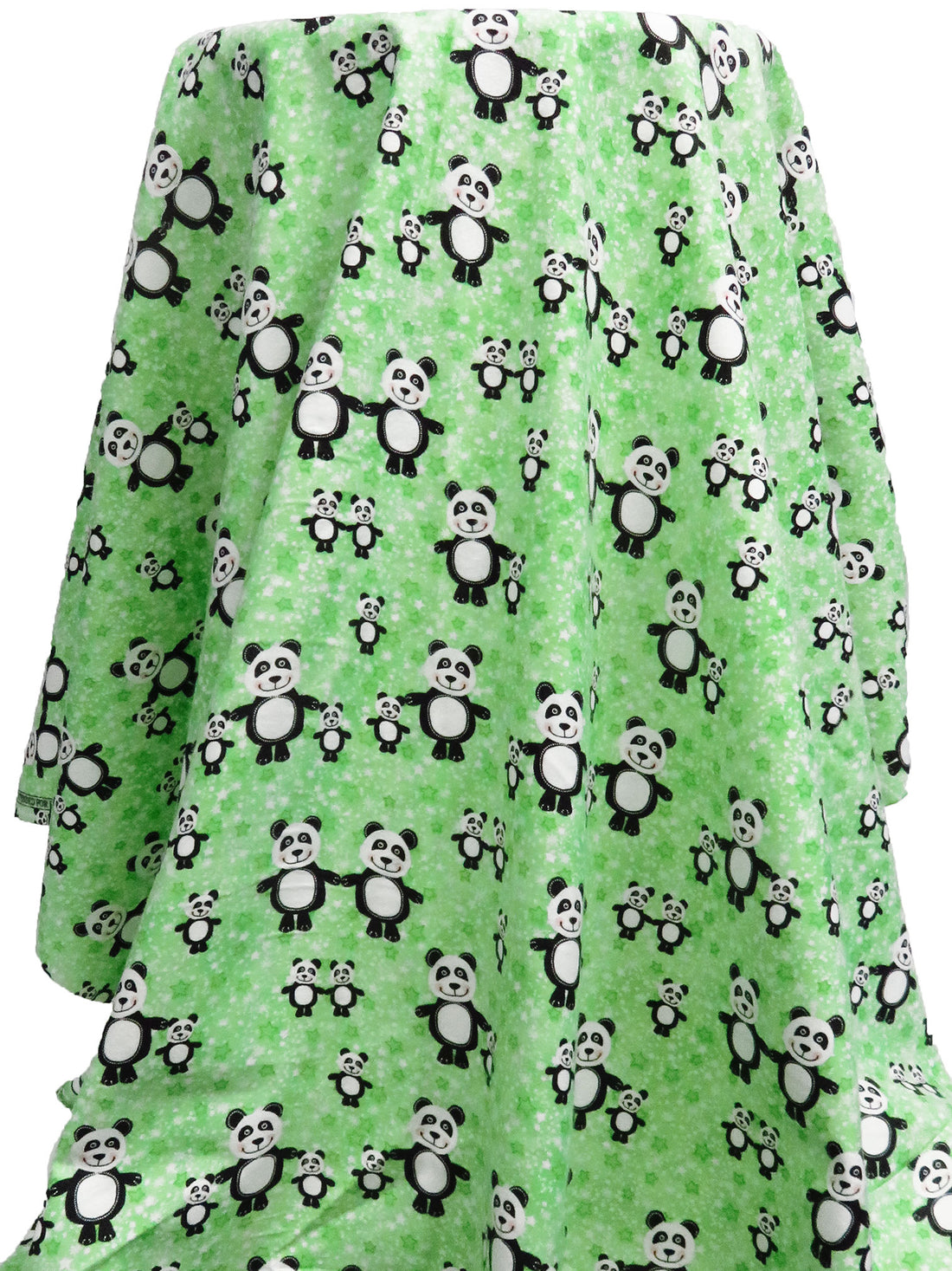 Pastel Green/Black/White/Multi 100% Cotton Pandas Print Flannel 44W