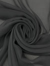 Onyx Gray 100% Silk Chiffon 45W