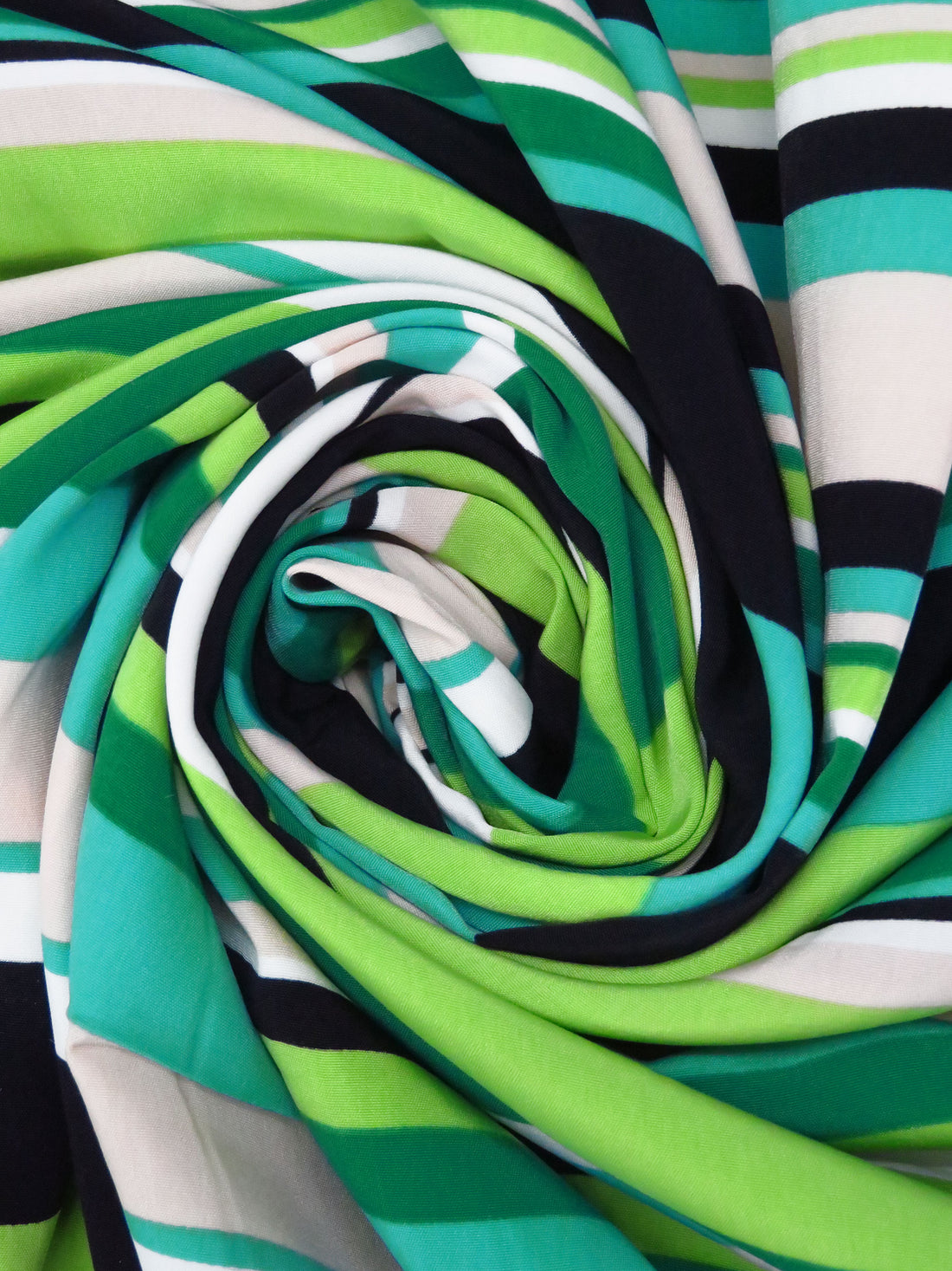 Aqua/Kiwi/White/Multi 100% Polyester Horizontal Stripe Print Blouse Weight Woven 60W
