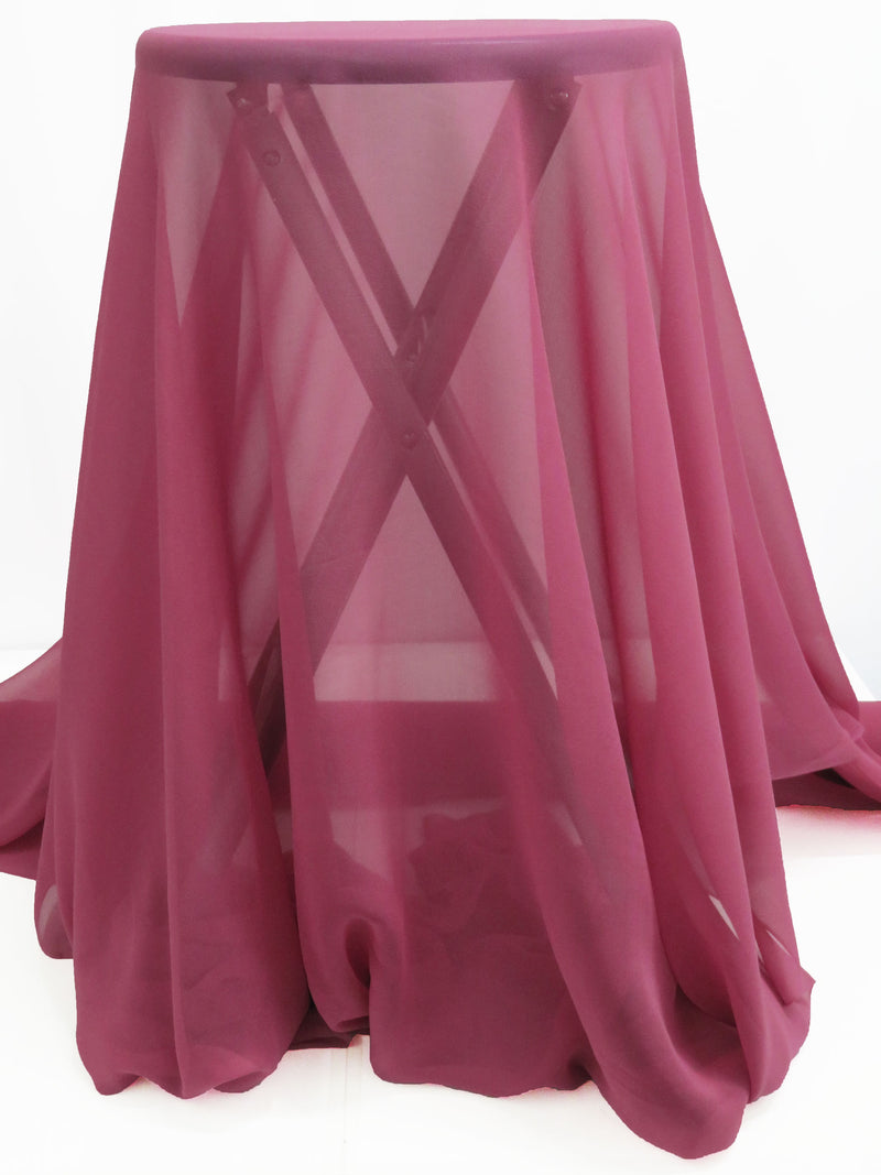 Rosey Mauve Pink 100% Silk Chiffon 56W