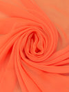 Coral Orange 100% Silk Chiffon 54W