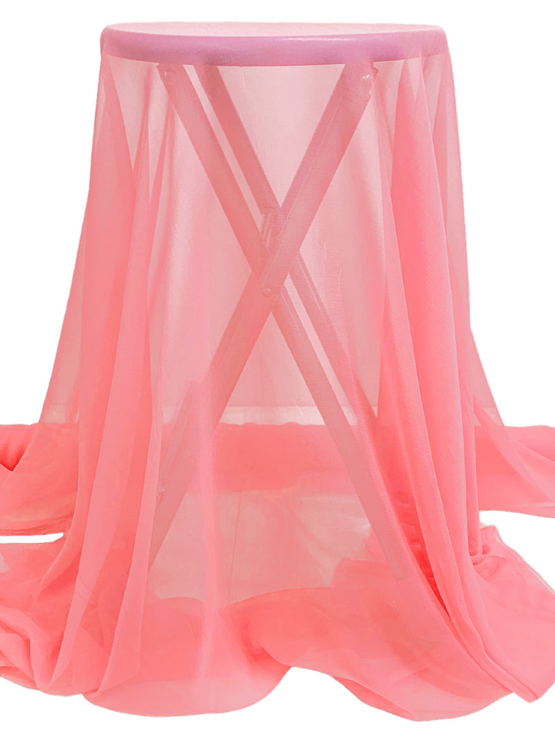 Light Coral Pink 100% Silk Chiffon 54W