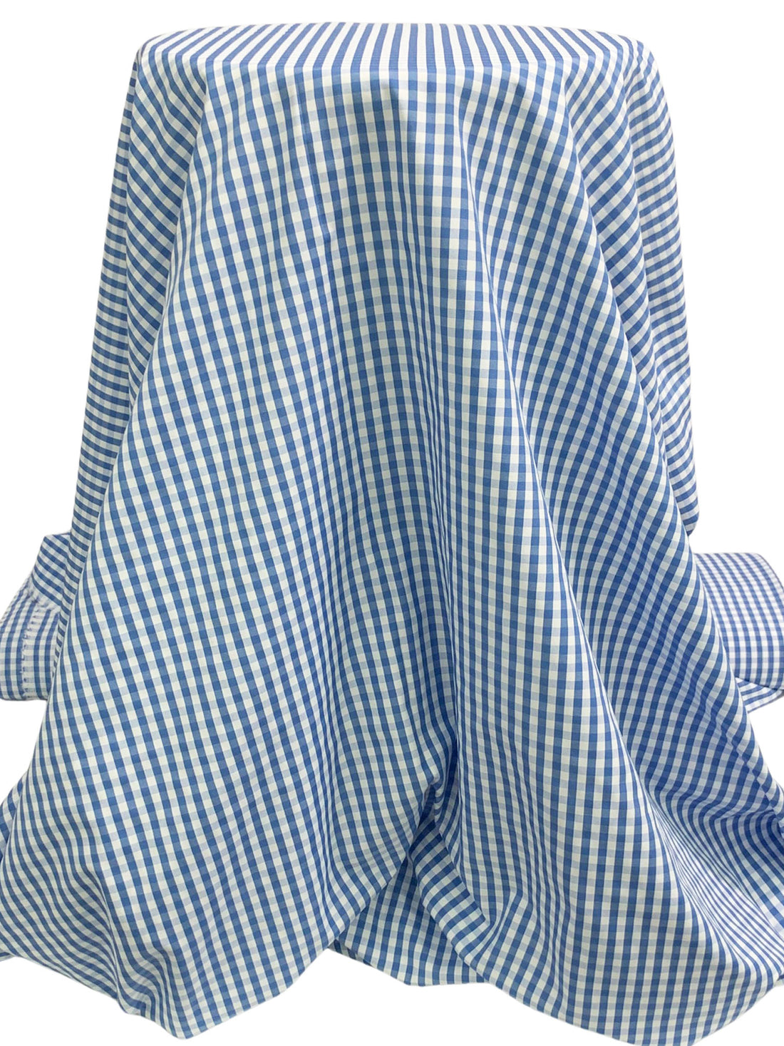 Queen Blue/White Cotton/Polyester Gingham Shirting - NY Designer - 56W