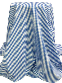 Queen Blue/White Cotton/Polyester Gingham Shirting - NY Designer - 56W
