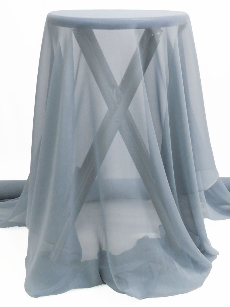 Pewter Blue 100% Silk Chiffon 45W