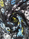 Black/Pacific Blue/Lemon/Multi Silk/Rayon Floral Print On Animal Burnout Chiffon - Monique Lhuillier - 54W