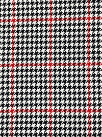 Red/White/Black 100% Polyester Yarn-Dyed Houndstooth Plaid Suiting - NY Designer - 56W