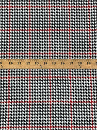 Red/White/Black 100% Polyester Yarn-Dyed Houndstooth Plaid Suiting - NY Designer - 56W