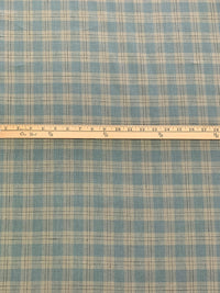 Slate Blue/Pale Taupe/Black 100% Linen Plaid Midweight Woven 60W
