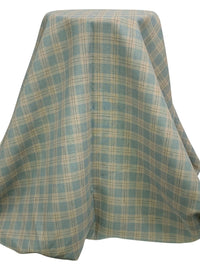 Slate Blue/Pale Taupe/Black 100% Linen Plaid Midweight Woven 60W
