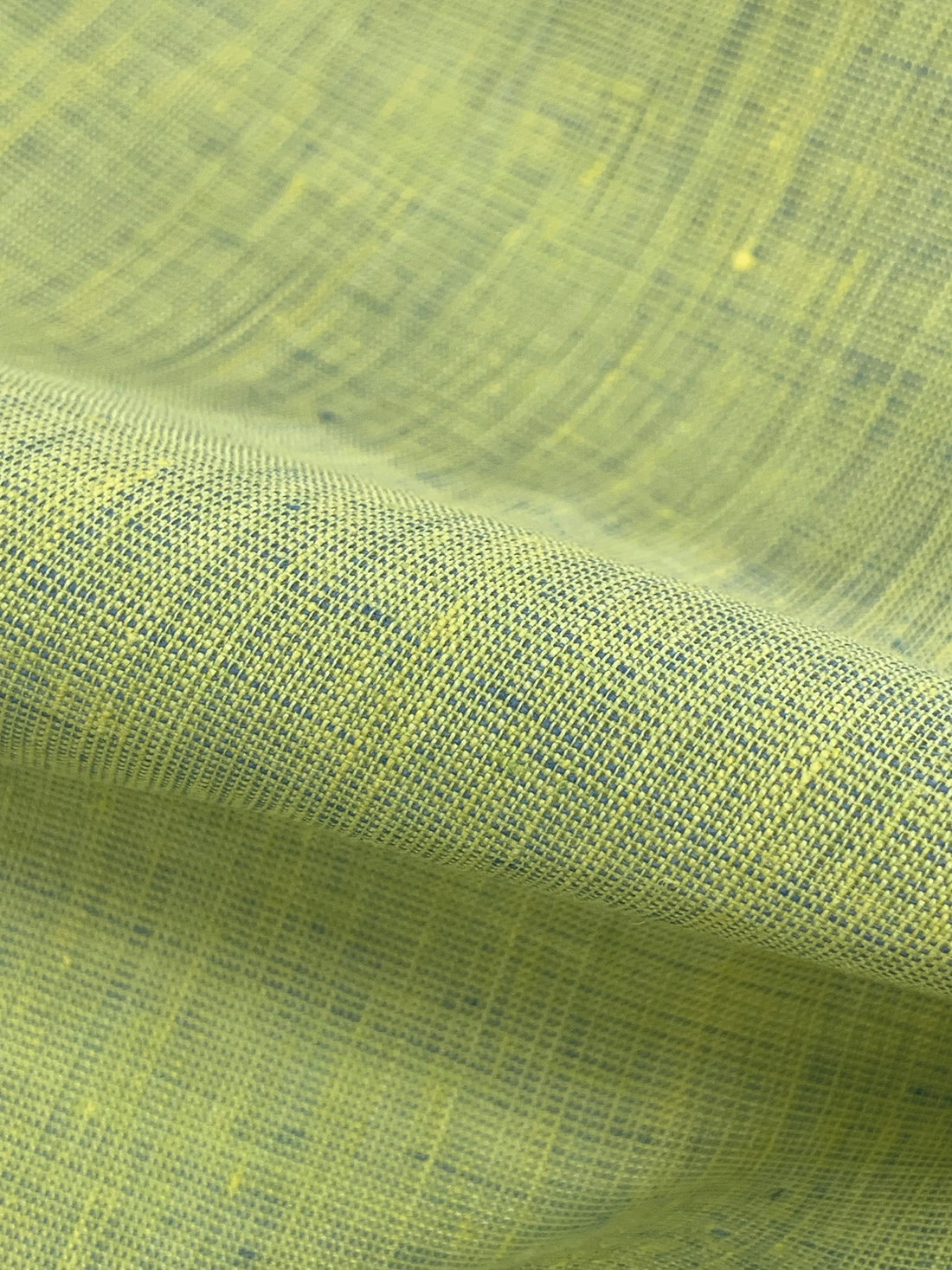 Soft Yellow/Smoky Blue 100% Linen Cross-Dyed Midweight Woven 58W