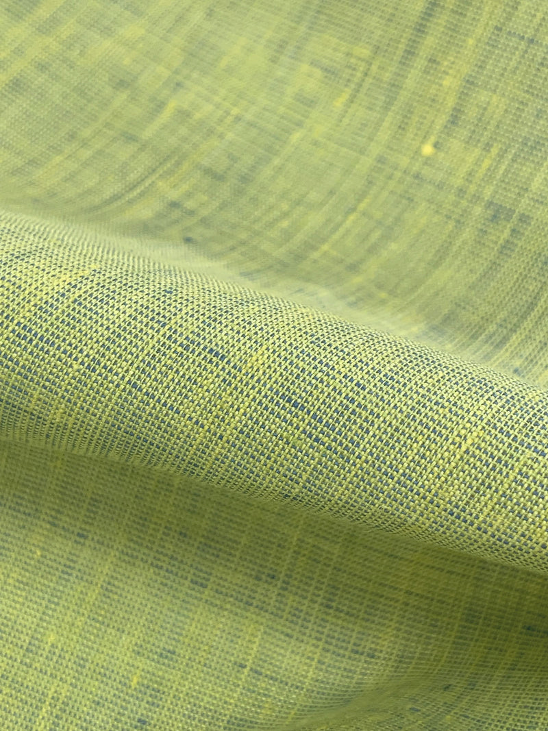Soft Yellow/Smoky Blue 100% Linen Cross-Dyed Midweight Woven 58W
