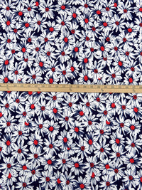 Midnight Navy/White/Coral Red/Multi Polyester/Lycra Daisy With Puff Paint Print ITY Knit 59W