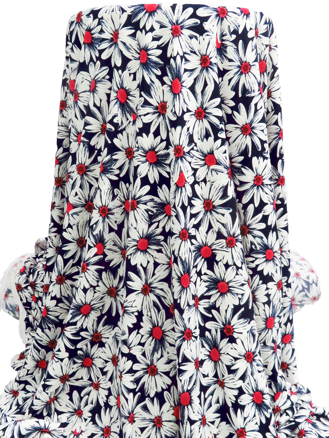 Midnight Navy/White/Coral Red/Multi Polyester/Lycra Daisy With Puff Paint Print ITY Knit 59W