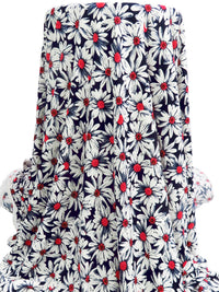 Midnight Navy/White/Coral Red/Multi Polyester/Lycra Daisy With Puff Paint Print ITY Knit 59W