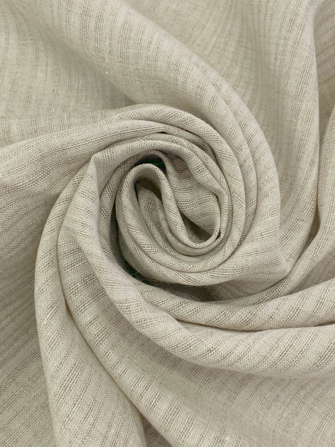 Muted Oat 100% Linen Vertical Leno Weave Stripe Midweight Woven 60W