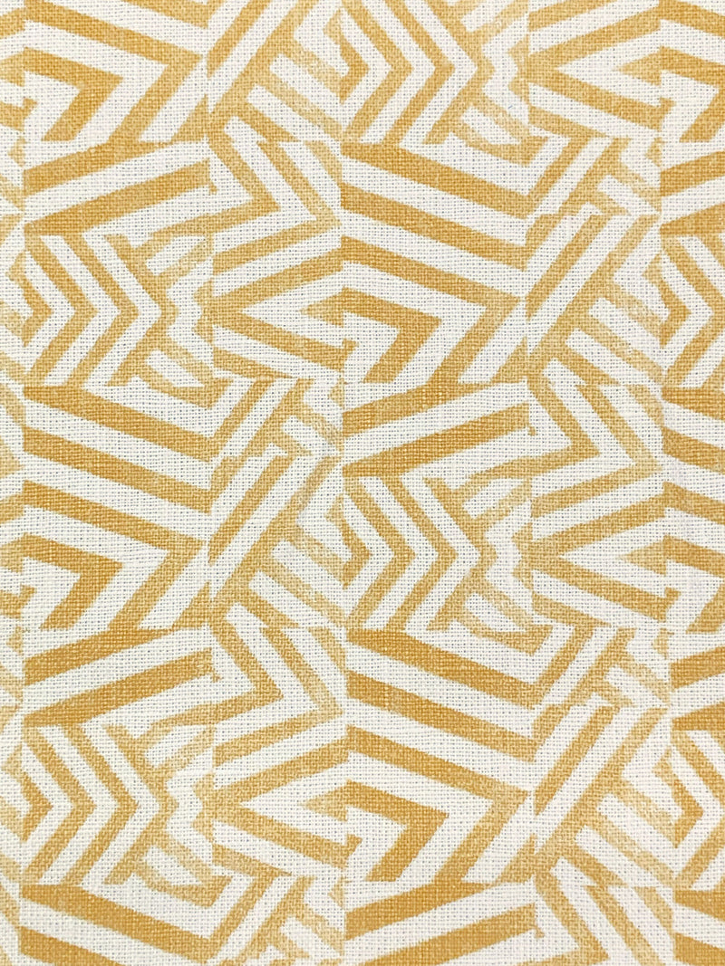 Muted Honey/Eggshell 100% Linen Zig Zag Block Print Heavy-Weight Woven 56W