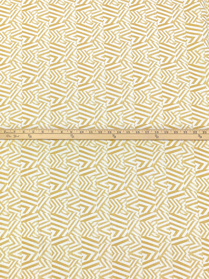Muted Honey/Eggshell 100% Linen Zig Zag Block Print Heavy-Weight Woven 56W
