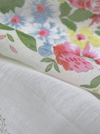 SOLD BY THE PANEL ONLY - Soft White/Nickel Gray/Taffy Pink/Multi Silk/Cotton Floral Framework Print Voile Scarf Panel - Johnny Was - 52W