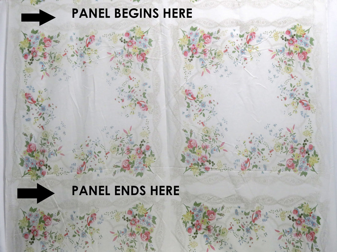 SOLD BY THE PANEL ONLY - Soft White/Nickel Gray/Taffy Pink/Multi Silk/Cotton Floral Framework Print Voile Scarf Panel - Johnny Was - 52W