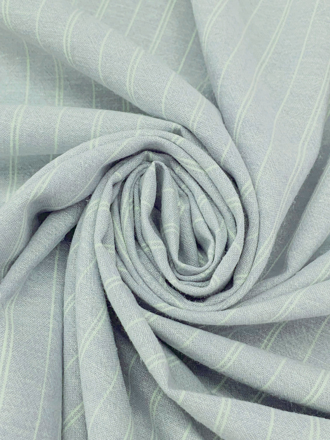 Pale Sky Blue/Off-White Hemp/Organic Cotton Vertical Stripe Chambray Shirting 56W