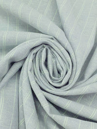 Pale Sky Blue/Off-White Hemp/Organic Cotton Vertical Stripe Chambray Shirting 56W